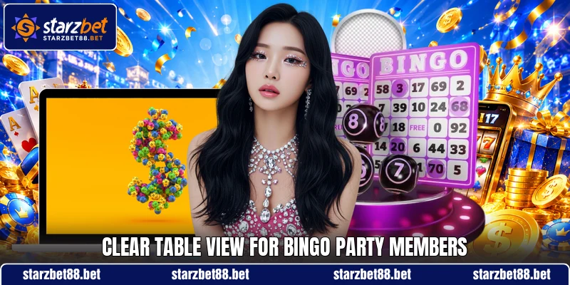 Clear table view for Bingo Party members