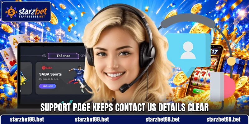 Support page keeps contact us details clear